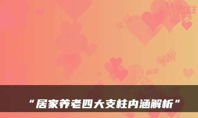 “居家养老四大支柱内涵解析”