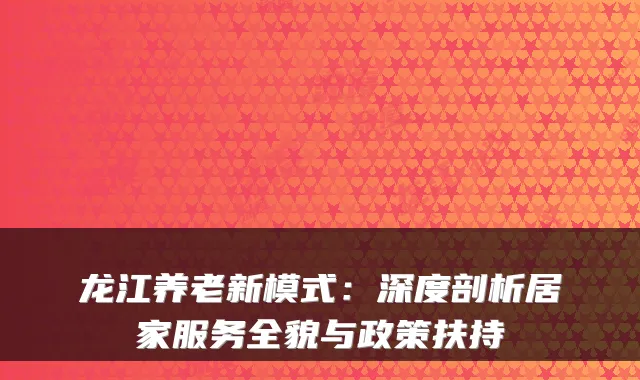 龙江养老新模式:深度剖析居家服务全貌与政策扶持