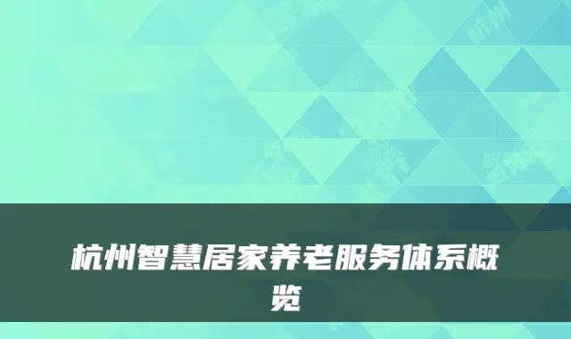 杭州智慧居家养老服务体系概览