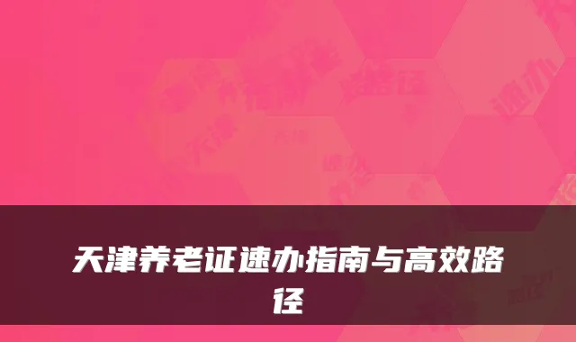 天津养老证速办指南与高效路径