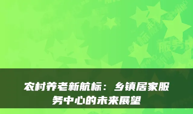农村养老新航标:乡镇居家服务中心的未来展望