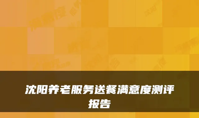 沈阳养老服务送餐满意度测评报告
