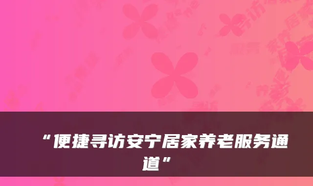 “便捷寻访安宁居家养老服务通道”