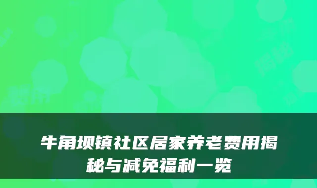 牛角坝镇社区居家养老费用揭秘与减免福利一览