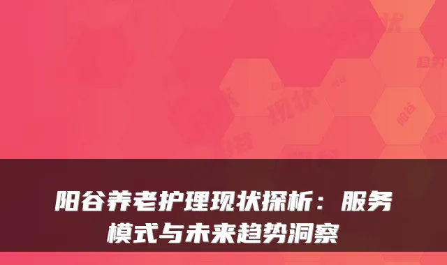 阳谷养老护理现状探析:服务模式与未来趋势洞察