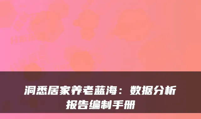 洞悉居家养老蓝海:数据分析报告编制手册