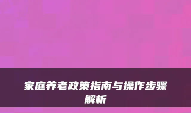 家庭养老政策指南与操作步骤解析