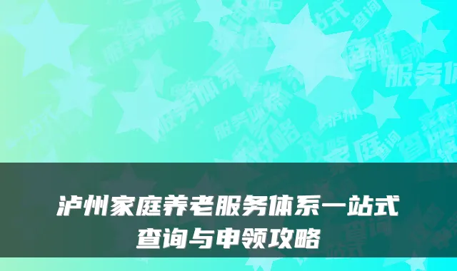 泸州家庭养老服务体系一站式查询与申领攻略