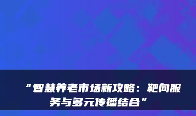 “智慧养老市场新攻略:靶向服务与多元传播结合”