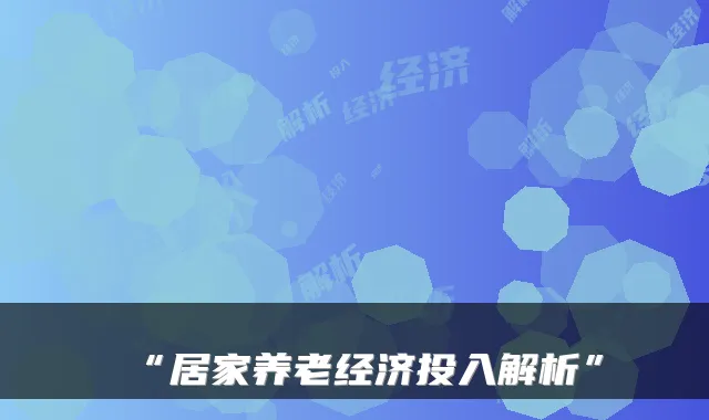 “居家养老经济投入解析”