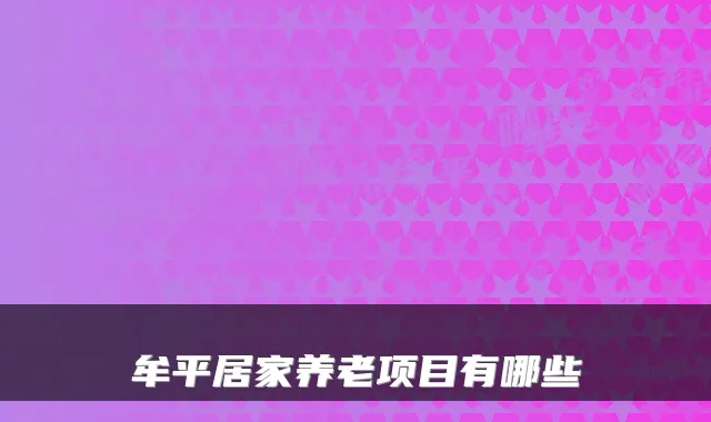 牟平居家养老项目有哪些