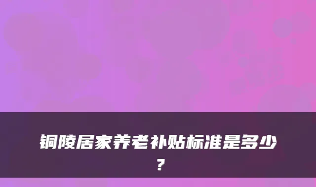 铜陵居家养老补贴标准是多少?