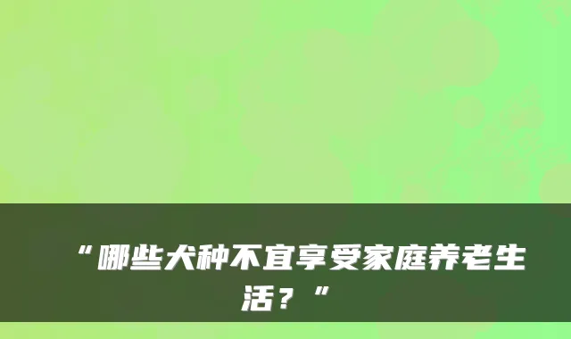“哪些犬种不宜享受家庭养老生活？”