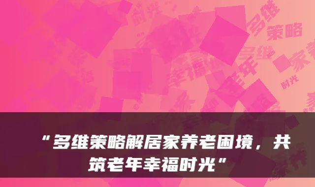 “多维策略解居家养老困境，共筑老年幸福时光”