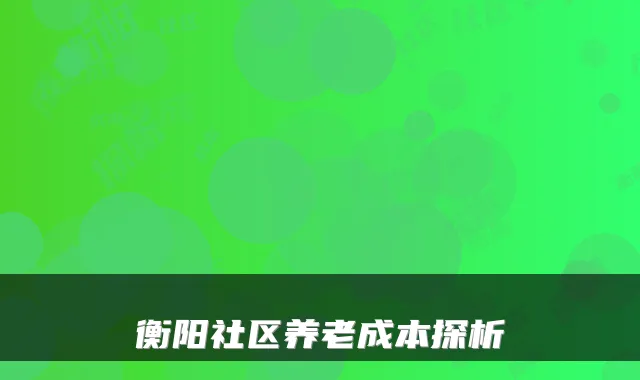 衡阳社区养老成本探析