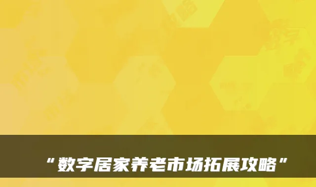“数字居家养老市场拓展攻略”