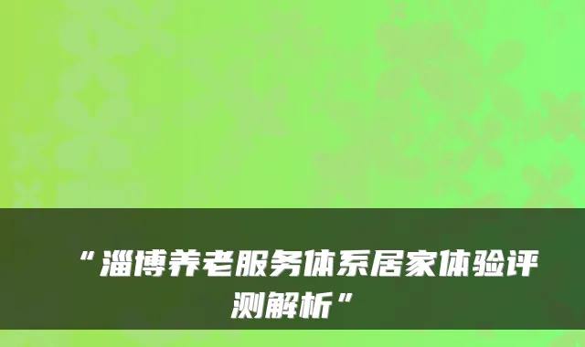 “淄博养老服务体系居家体验评测解析”