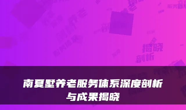 南夏墅养老服务体系深度剖析与成果揭晓