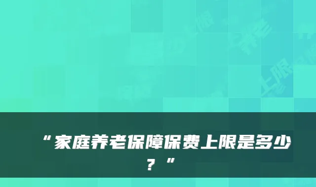 “家庭养老保障保费上限是多少?”
