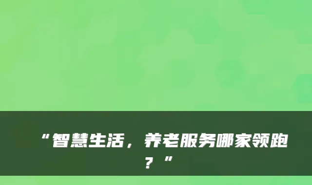 “智慧生活,养老服务哪家领跑?”