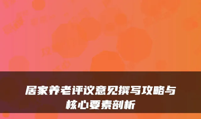 居家养老评议意见撰写攻略与核心要素剖析