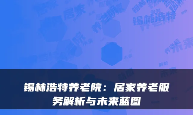 锡林浩特养老院:居家养老服务解析与未来蓝图