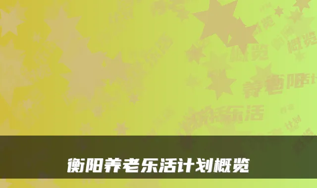 衡阳养老乐活计划概览