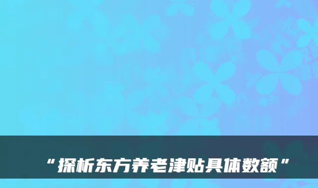 “探析东方养老津贴具体数额”