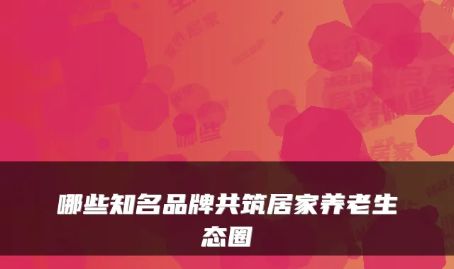 哪些知名品牌共筑居家养老生态圈