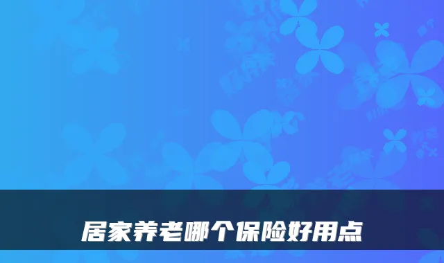 居家养老哪个保险好用点