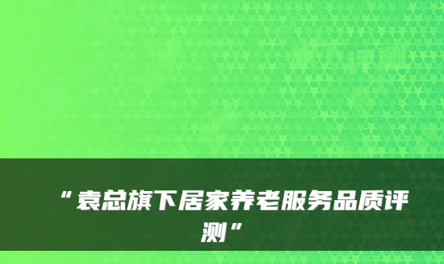 “袁总旗下居家养老服务品质评测”