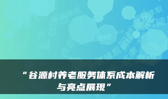 “谷源村养老服务体系成本解析与亮点展现”