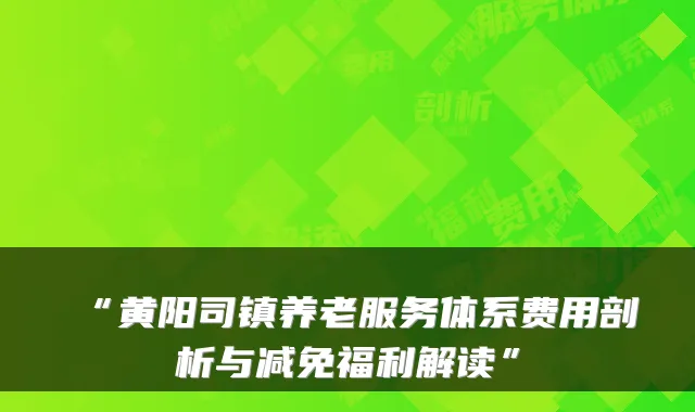 “黄阳司镇养老服务体系费用剖析与减免福利解读”