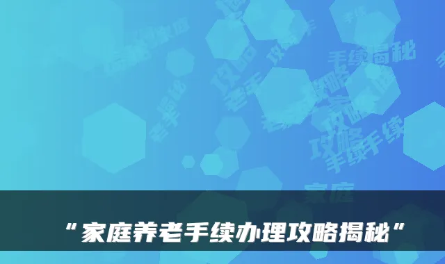 “家庭养老手续办理攻略揭秘”
