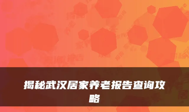 揭秘武汉居家养老报告查询攻略