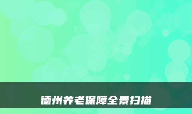 德州养老保障全景扫描