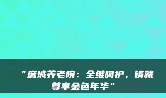 “麻城养老院:全维呵护,铸就尊享金色年华”
