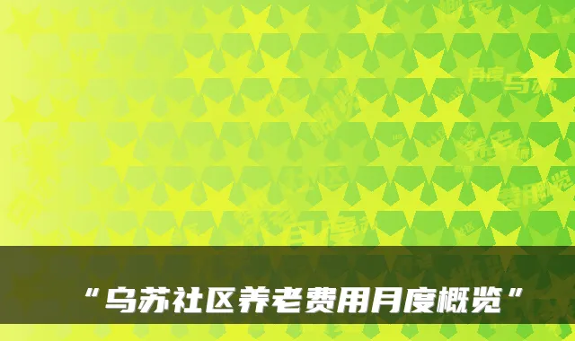 “乌苏社区养老费用月度概览”