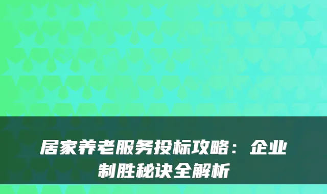 居家养老服务投标攻略：企业制胜秘诀全解析