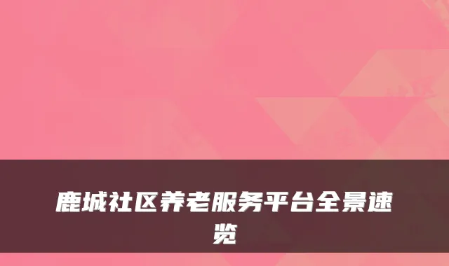 鹿城社区养老服务平台全景速览