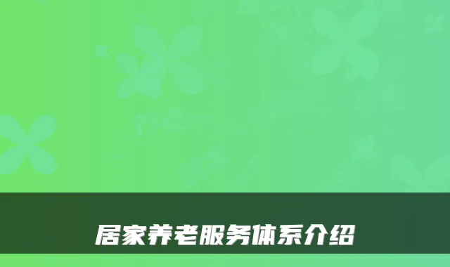 居家养老服务体系介绍