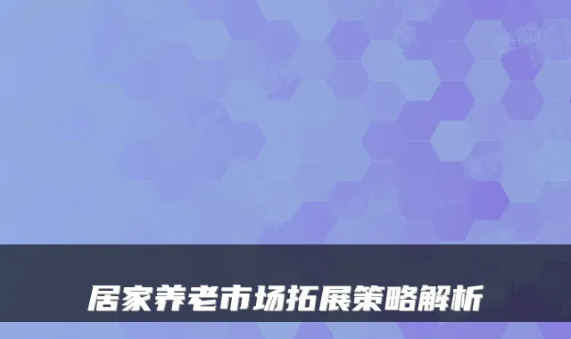 居家养老市场拓展策略解析