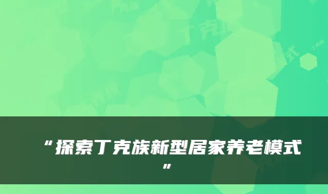 “探索丁克族新型居家养老模式”