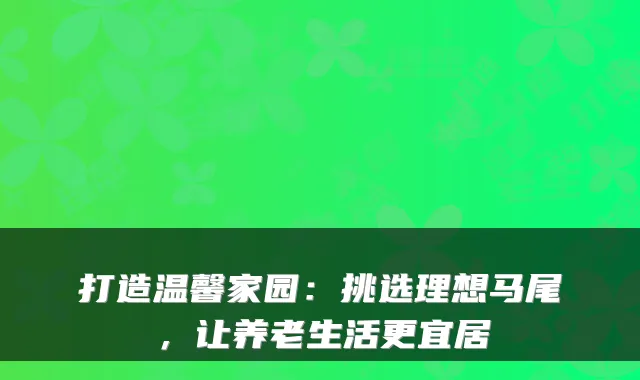 打造温馨家园:挑选理想马尾,让养老生活更宜居