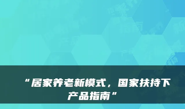 “居家养老新模式,国家扶持下产品指南”