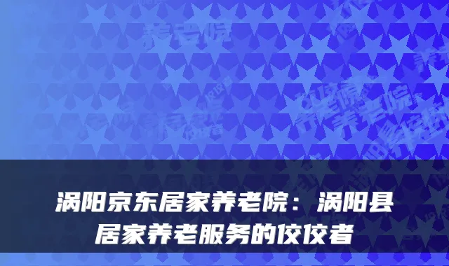涡阳京东居家养老院:涡阳县居家养老服务的佼佼者