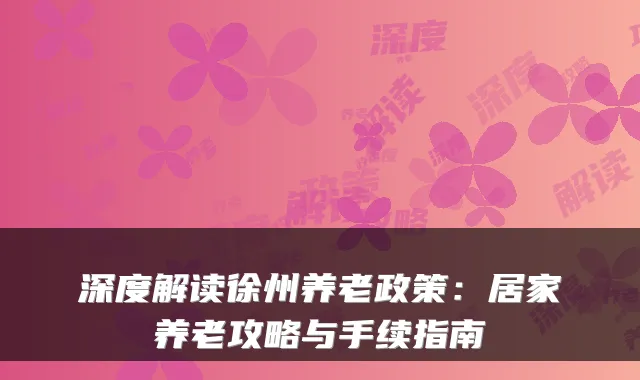 深度解读徐州养老政策:居家养老攻略与手续指南