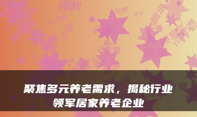 聚焦多元养老需求,揭秘行业领军居家养老企业
