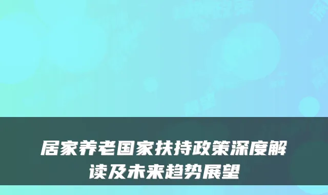 居家养老国家扶持政策深度解读及未来趋势展望