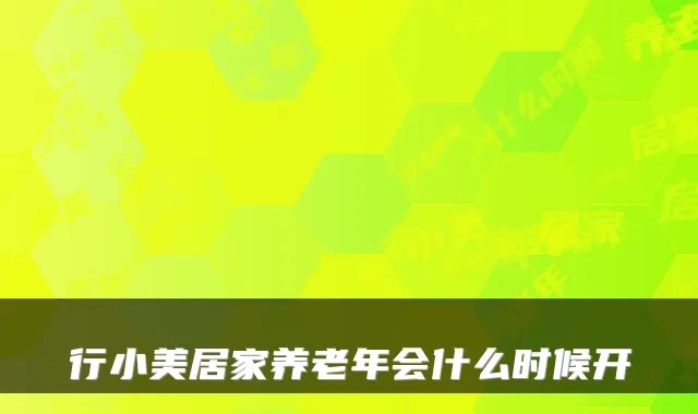 行小美居家养老年会什么时候开